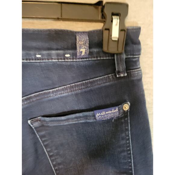 Women's 7 For All Mankind Dark High Waist Ankle Skinny Denim Jeans 27 Waist - Picture 4 of 6
